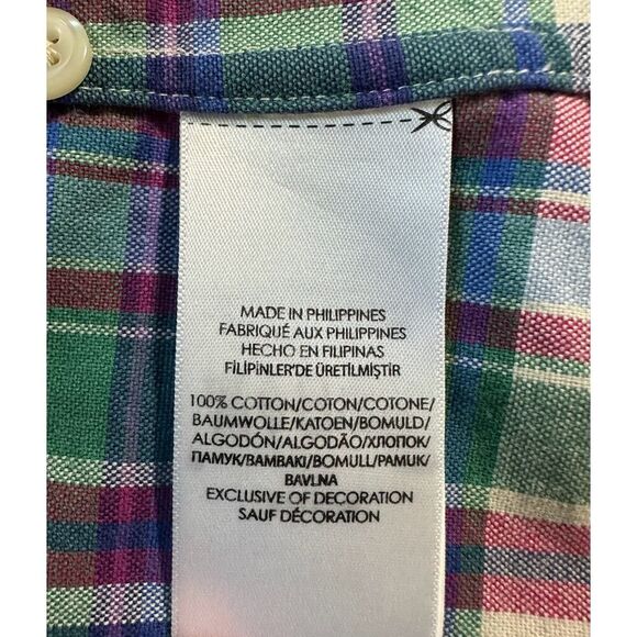 Ralph Lauren Blue Purple Green Plaid Cotton Long Sleeve Shirt Med Mens Preppy - Picture 8 of 9